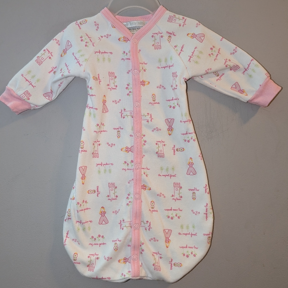 🌷Itty Bitty Baby Girls White Pink Sleep Sack Cotton Bunting Bag Canada Made 0-3